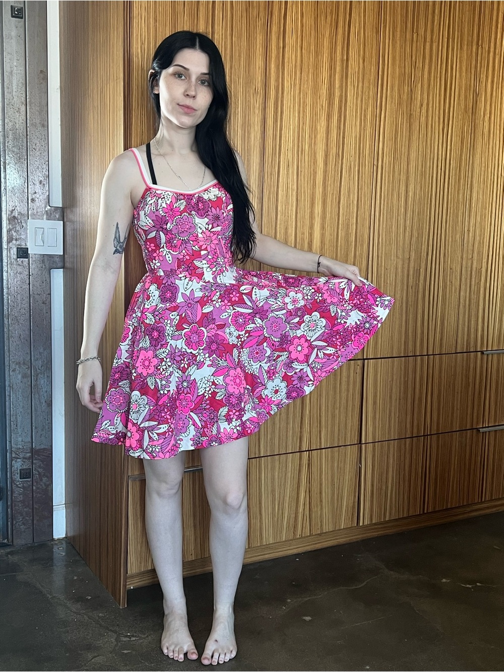 Vintage de Weese swim dress Pink Floral Sundress 1950-60s